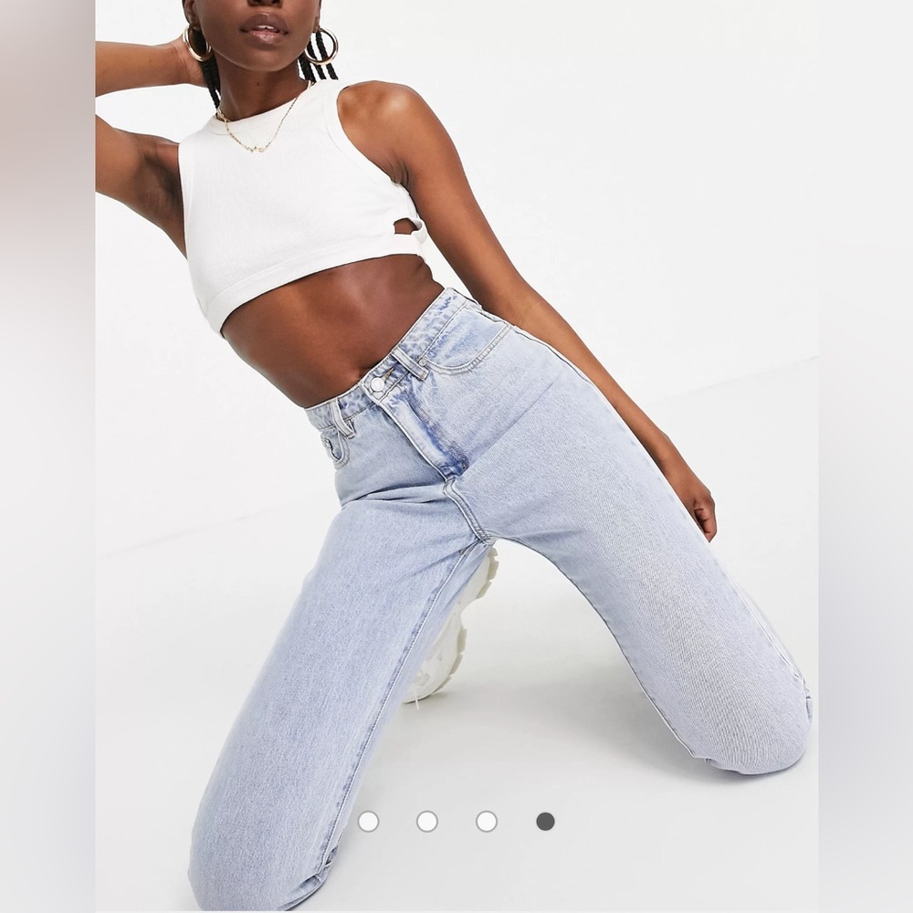 Missguided Tall riot highwaisted denim mom jean in blue size 4 TALL